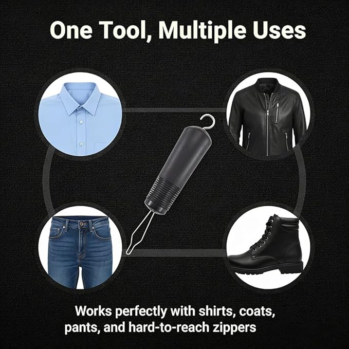 Button Hook for Seniors, Zipper Puller Helper Tool, One Handed Adaptive Equipment, Dressing Stick for Elderly, One Hand Buttons Aids Button Assist Device, with Comfort & Wide Grip(Black)