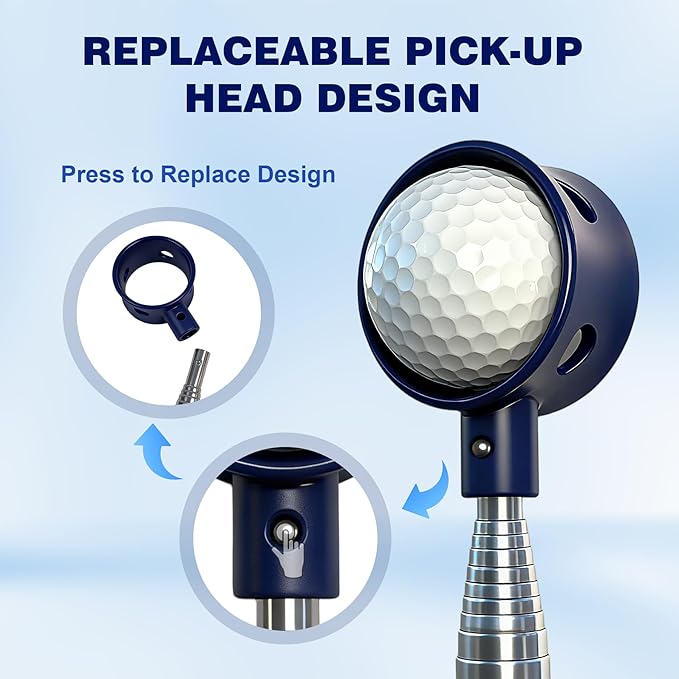 Golf Ball Retriever Telescopic for Water, GolfBall Grabber Tool, Golf Accessories Gifts for Men, Women & Golfers, Golf Balls Picker with Stainless Steel Shaft&Non-Slip Rubber Grip