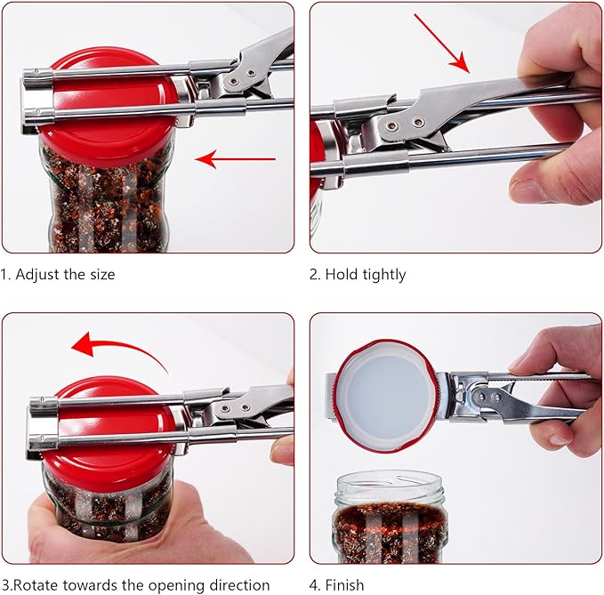 Jar & Bottle Opener, Adjustable Multifunctional Stainless Steel Can Opener Jar Lid Gripper, Manual,Kitchen Accessories