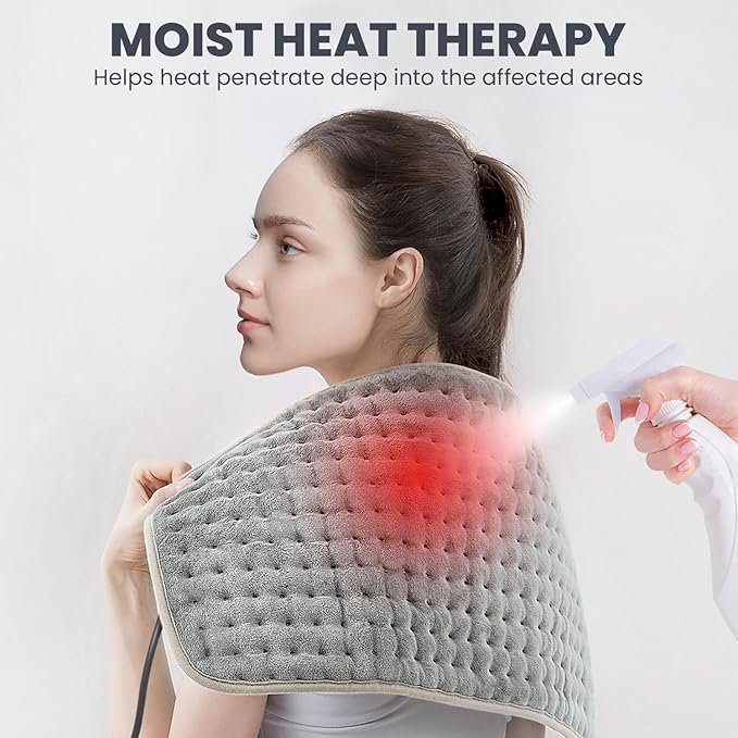 Heating Pad - Electric Heating Pad for Back Pain and Cramps Relief, Moist Heat Pad for Shoulder, Knee, Neck, 6 Heat Settings & Auto Shut Off and Machine Washable, 24" x 20"