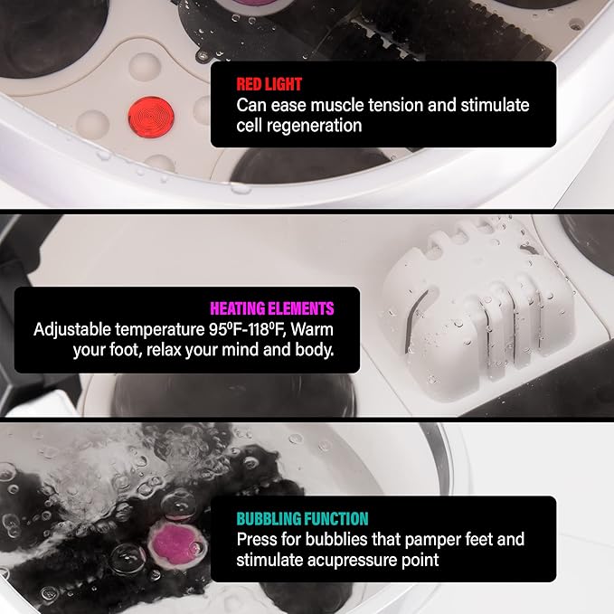 Luxury All in One Foot Spa & Pump - Motorized and Heated Massager - Enjoy The Same Foot Spa at Home Heat, Bubble Jets, Pedicure Stone, Motorized Massage Roller to Relieve Feet Stress