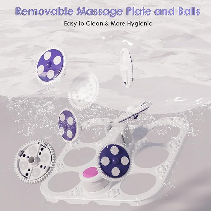 Ranjova Foot Spa Electric Rotary Massage, Collapsible Foot Bath with Heat, Bubble Jets,Temp Control, and 24 Motorized Shiatsu Massage Balls, Pedicure Foot Spa for Feet Relaxation (Blue)
