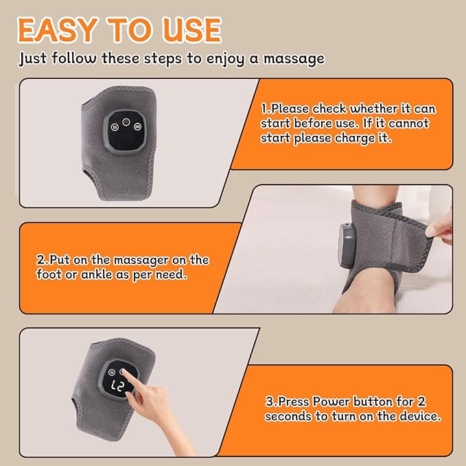 Triple Method Foot Renew 2-in-1 Warming Ankle Massager for Pain Relief – 3 Modes & 5 Heat Levels Foot & Ankle Massager, Portable for Home/Travel