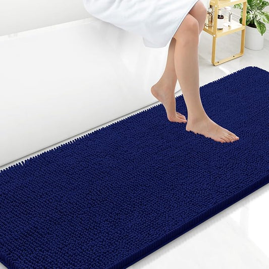 Arotive Bathroom Rugs 70x24, Extra Soft Absorbent Shaggy Chenille Bath Rugs, Machine Washable Rubber Backing Non-Slip Bath Mats for Bathroom Floor Tub and Shower, Home Decor Accessories, Navy