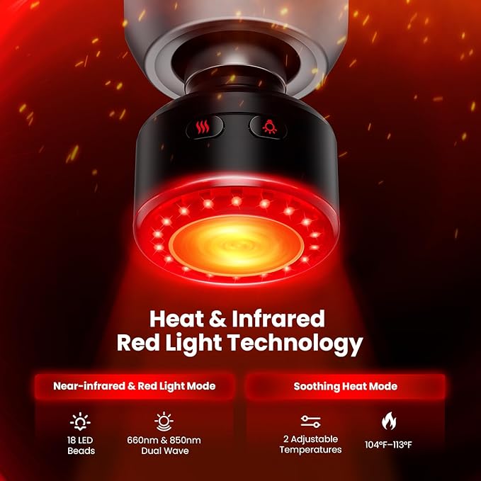 BOB AND BRAD C2 Ultra Massage Gun with Heat, Red LED & Infrared, FSA Eligible Deep Tissue Percussion Massager for Pain Relief, Electric Muscle Recovery for Athletes, HSA Approved