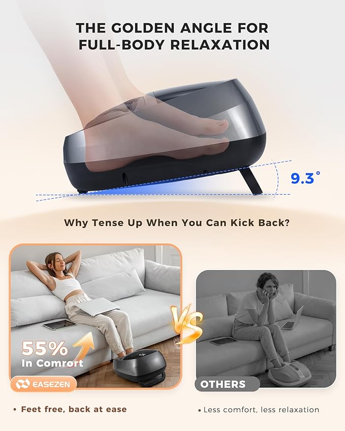 EaseZen Foot Massager with Heat, Upgraded Adjustable Arch Lift & Large LED Touchscreen, Deep Kneading Shiatsu Foot Massager for Neuropathy, Plantar Fasciitis Relief, High Arch & Elderly