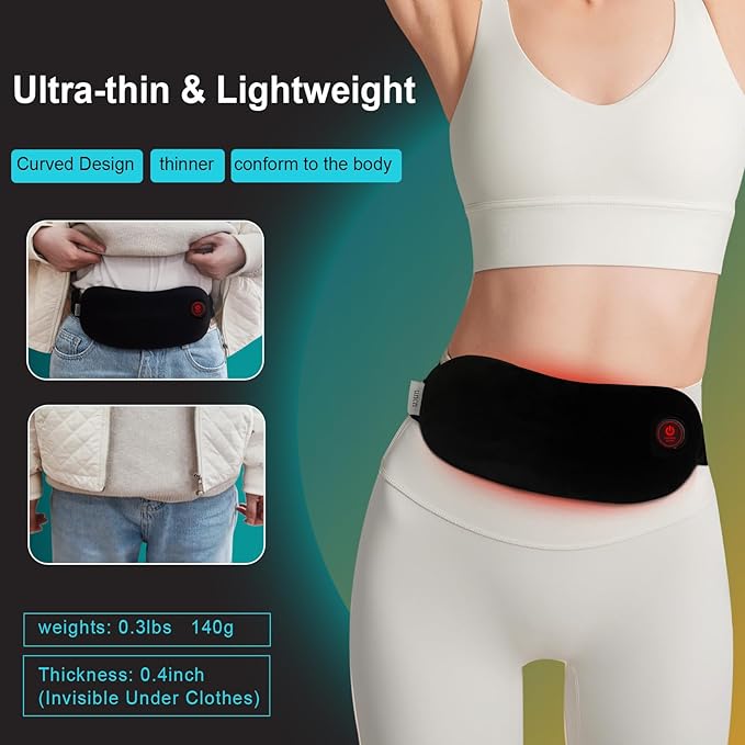 Portable Heating Pad Cordless Period Heating Pad for Cramps Menstrual Heat Pad Electric Rechargeable Battery Included 5000mAh for Long Time Use Heat Control