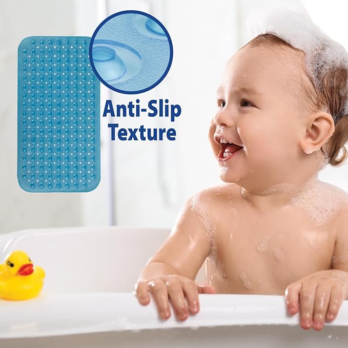 Theracare Blue Vinyl Non-Slip Bath Mat 15 X 27 Inch 19-110