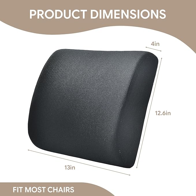 Back Support Pillow for Recliner Support Pillow with Gel Memory Foam Ergonomic Orthopedic Couch Lumbar Cushions for Elderly Lower Back Pain Relief Washable Cover, Black