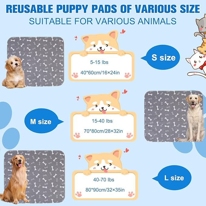 Puppy Pee Pads for Dogs,Upgraded Reusable Puppy Pads with Pheromones,Washable Pet Pads for Dogs & Cats,Durable Leak-Proof & Anti-Slip Pet Training Pads for Home & Travel (L:32" × 35")