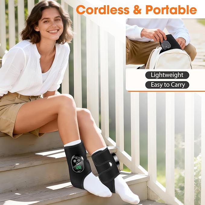 2 Pack Cordless Foot Massager for Neuropathy, Ankle Massager for Pain Relief, Foot Renew Massager for Neuropathy, Ankle Heating Pad with Massage, Foot Heating Pad, 6 Heats, 3 Massages, Black