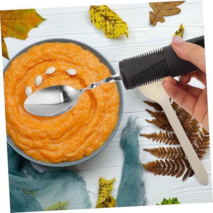 Gatuida 2 Sets Portable Adaptive Utensils for Elderly of Shaking Spoons and Forks with Ergonomic Design Lightweight and Easy to Grip for Seniors and Disabled Users