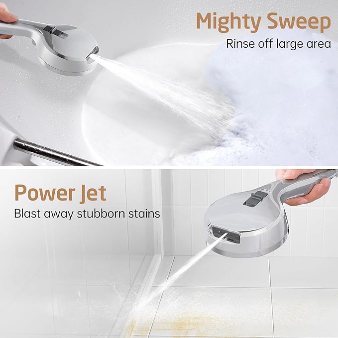 KES 30-Inch Shower Slide Bar with High Pressure 9 Functions Adjustable Handheld Shower Head & 59-Inch Hose, Built-in Power Wash to Clean Tub Tile & Pet, Wall Mount Polished Finish 18/8 Stainless Steel
