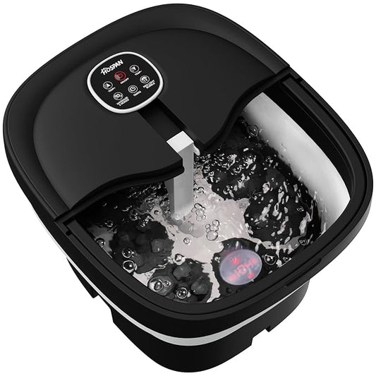 HOSPAN Collapsible Foot Spa Electric Rotary Massage, Foot Bath with Heat, Bubble, Remote, and 24 Motorized Shiatsu Massage Balls. Pedicure Foot Spa for Feet Stress Relief