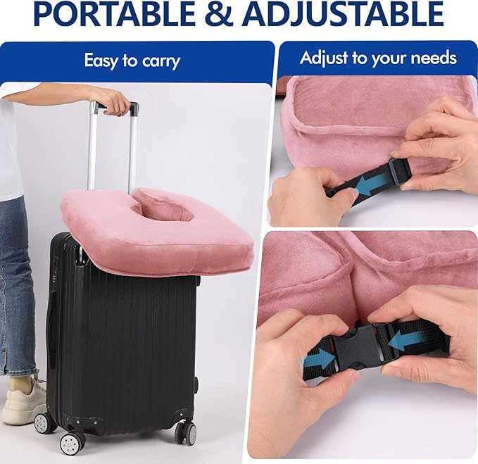 Wheelchair Cushions for Seniors Tailbone Pain Relief, Seat Cushions for Pressure Sores Bedsores, Long Sitting Donut Pillow for Sciatica Pressure Relief (Pink)