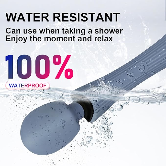 Handheld Personal Wand Massager, 12 Vibration Modes 3 Speeds, 360°Flexible Neck, IPX7 Waterproof, Cordless USB Rechargeable Massager for Neck Shoulder Back Deep Tissue Relief, Rose Blue