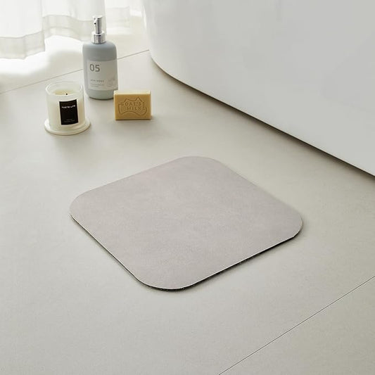 TYUU Small Bathroom Mat Quick Dry, Bathroom Rugs Non Slip Washable Thin Absorbent Bath Mat Fits Under Door Bathroom Floor Mat Perfect for Bath, Shower, or Sink 12"x12" Light Grey