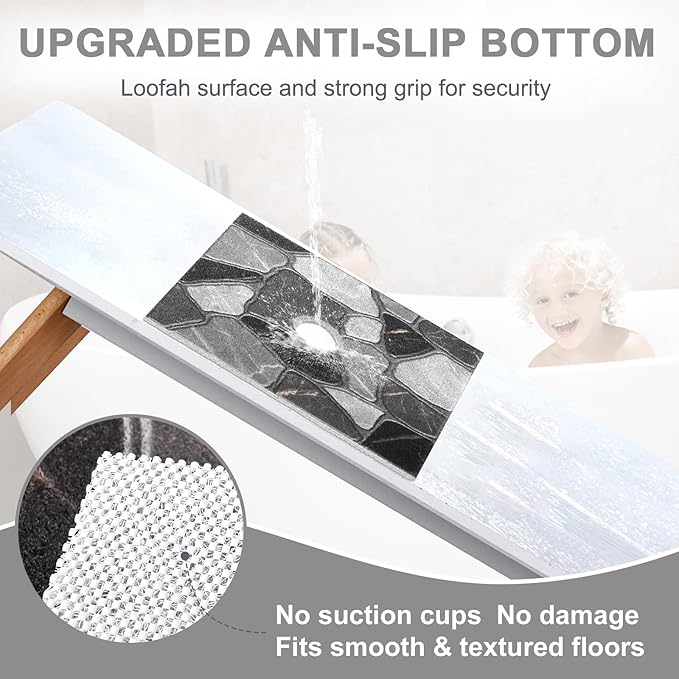 Square Shower Mat Non Slip: 24x24 Inch Extra Large Shower Mats for Inside Shower, Anti Slip Shower Floor Mat, Loofah Shower Stall Mats for Elderly, Non Slip Shower Mat with Drain Hole in Middle