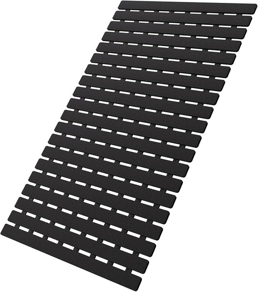 MBOSS Bath Tub Shower Mat Non Slip Bathtub Mats for Bathroom Shower Floor Mat Bath Mats for Shower Tub Anti Slip Shower Mat with Drain Hole and Large Suction Cups (Black, 27.5 X 15.7 Inch)