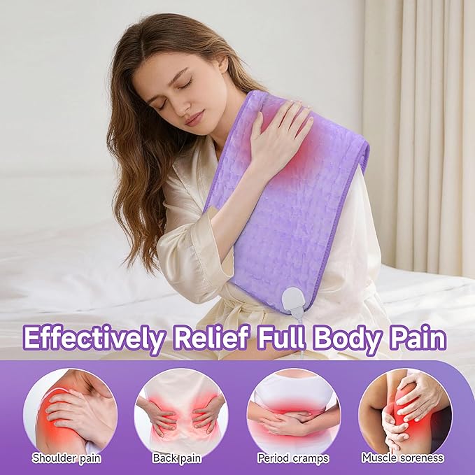 NBKLS Heating Pad for Back, Large Heating Pads for Body Muscle Pain Cramps Relief, 6 Heat Settings Machine Washable Electric Heating Pad, Birthday Christmas Gifts for Women Mom