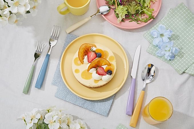 ANNOVA Silverware Set Stainless Steel Colorful Handle Tableware Kitchen Flatware Set Utensils, Includes Dinner Knives, Forks, Spoons, Salad Forks & Dessert Spoons (Morandi Mix, 20 Pieces)