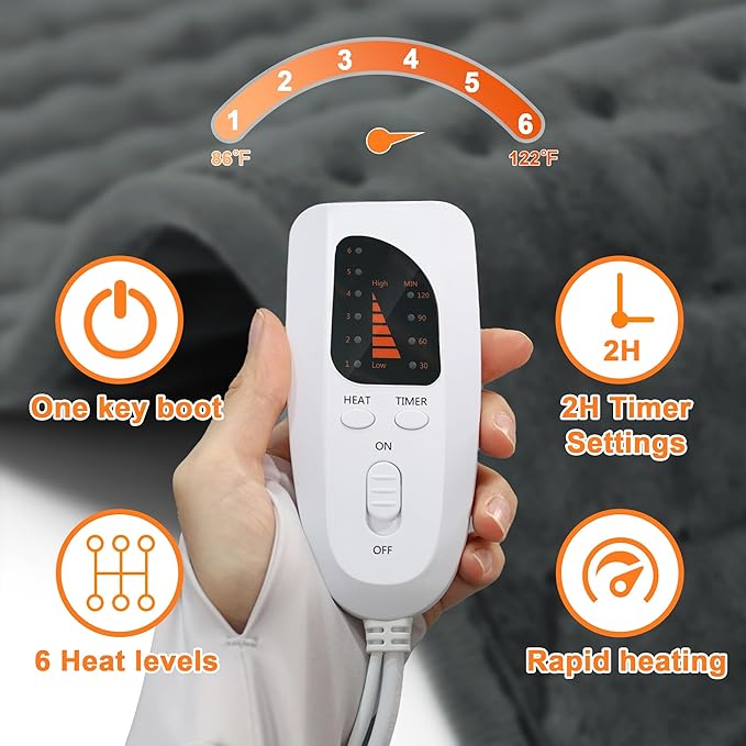 Deepsoon Heating Pad,Electric Heating Pads for Back,Neck,Moist Heating Pad for Abdomen Shoulder Knee Legs,Dry/Moist Heat&Auto Shut Off,Mother's Day Birthday for Men and Women,Dark Gray,40x20 Inch