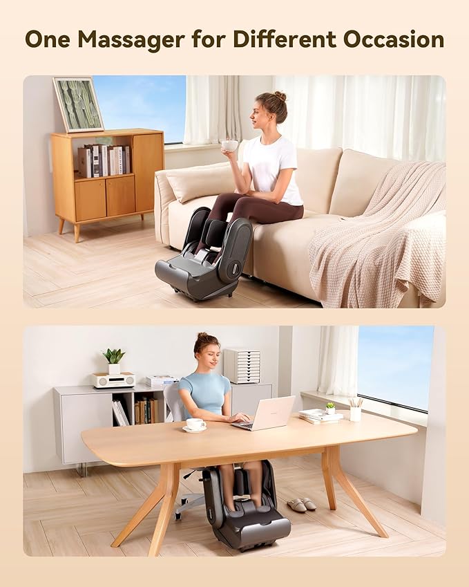 2 in 1 Shiatsu Foot Massager Machine, Foot and Calf Massager with Adjustable Heat, Deep Kneading Therapy, Vibration, Compression, for Plantar Fasciitis, Neuropathy, Gifts for Women Man, up to Size 14