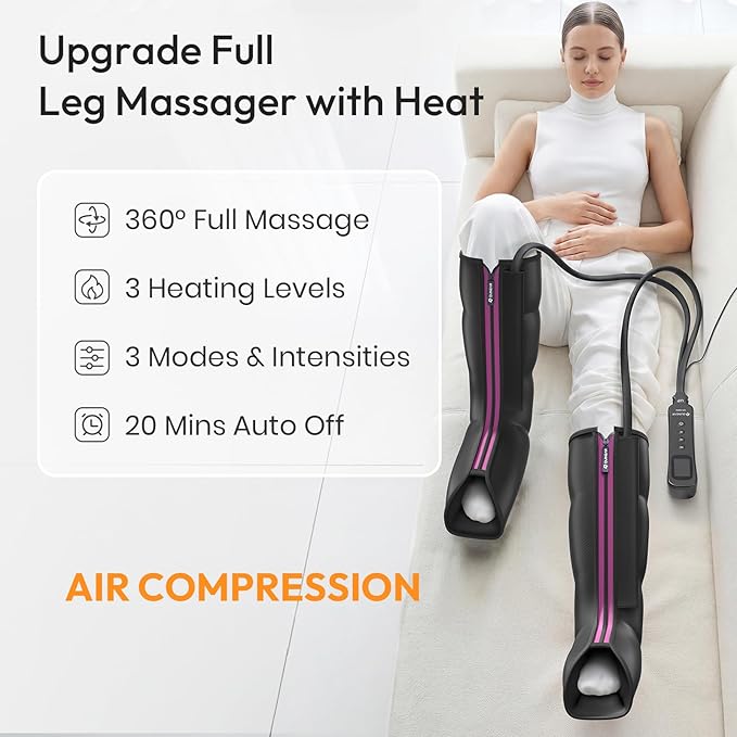 QUINEAR Leg Massager for Circulation and Pain Relief, Heating Leg Compression Massager with 3 Modes, Foot and Calf Massager with 3 Intensities 3 Heats - Gift for Mom and Dad