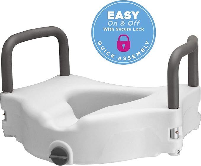 NOVA Medical Products Elevated Raised Toilet Seat with Removable, Padded Handles, White, 1 Count