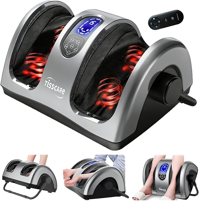 TISSCARE Shiatsu Foot Massager with Heat: FSA HSA Eligible Foot Massager for Neuropathy, Plantar Fasciitis and Pain Relief-Massage Feet/Leg/Calf/Ankle at Home/Office, Gifts for Women and Men