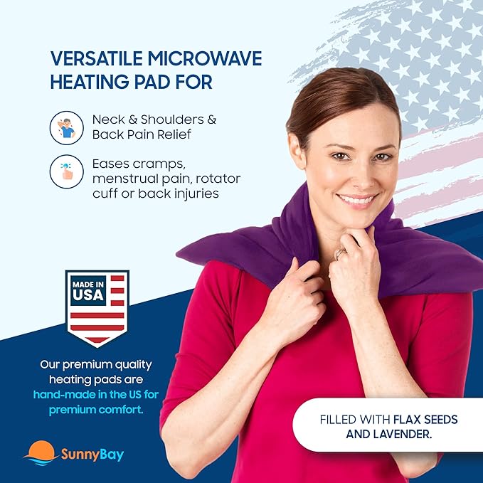 SunnyBay Lavender Microwave Heating Pad, Microwavable Heavy Weighted Full Body Moist Hot Pack and Washable Fleece Cover, 10x24 Inches, 4 lbs, Purple