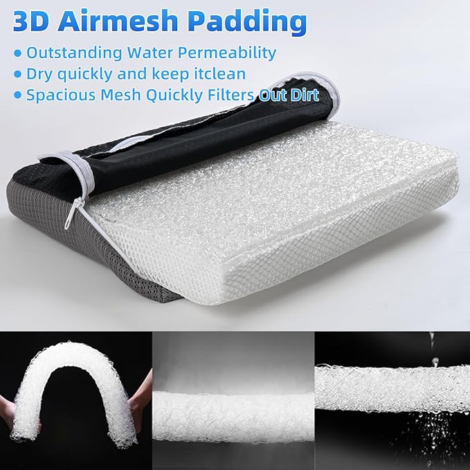 Shower Seat Cushion with Non-Slip Silicone Bottom, Shower Chair Cushion for Transfer Benches,Washable 3D Mesh Pad with Hook,Quick Drying Bathtub Chair Pad for Elderly, Pregnancy