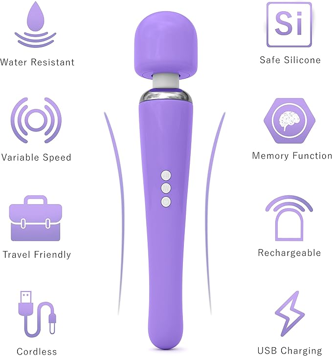 Therapeutic Cordless Massager - Powerful Massage Tool Handheld 8 Speeds 20 Patterns - Rechargeable Hand Massagers for Sore Muscles - Hand Held Massage Tool for Neck & Back