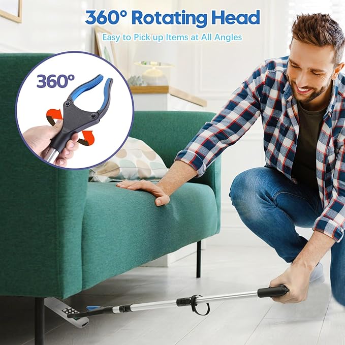 Upgraded 31 Inch Grabber Reacher Tool for Seniors, Trash Picker Upper- Anti Slip Wide Jaw, Stable Center of Gravity, Folds to 12.8 Inch Easy Storage Ideal for Trash Pickup & Surgery Recovery
