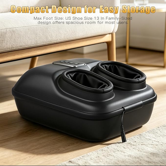 Foot Massager with Heat for Neuropathy, Deep Kneading Shiatsu Foot Massager for Plantar Fasciitis, Cordless Control, 6 Airbags 29 Nodes Deep Rolling, Gifts for Women Mom Men Dad Seniors