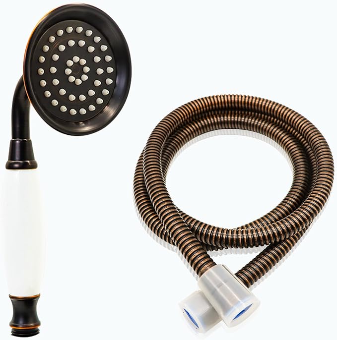 ENGA Vintage Hand-held Shower Rain Sprayer Telephone Shaped Ceramic Shower Head with 59 Inch Hose for Bathroom (Oil Rubbed Bronze)