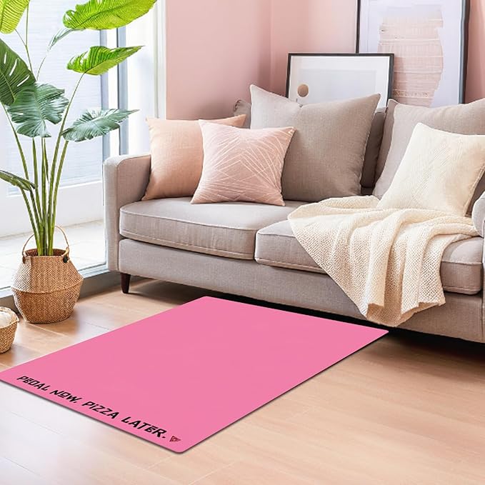 Elliptical Mat for Under Desk Elliptical Machine - Non-Slip Floor Mat for Ellipse Leg Exerciser, Legxercise Pro & Pedal Exerciser - Workout Mat for Home & Office Stability & Floor Protection Pink