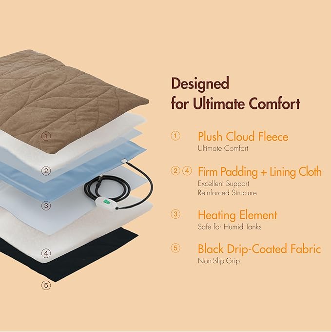 Vagascape Dog Bed, Waterproof Pet Bed with Washable Removable Cover, Comfort Cat Dog Pad for All Seasons, Heating Khaki Rectangle Cat Bed Mat with Nonskid Bottom(31"x20")