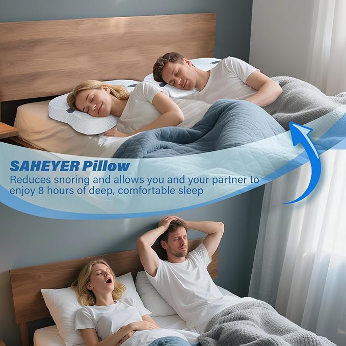 SAHEYER Anti-Snoring Pillow for Side Sleepers, Stop Snore Aid Memory Foam Orthopedic Pillow for Sleeper, Snoring Solution and Remedy, Anti-Snore Devices, White