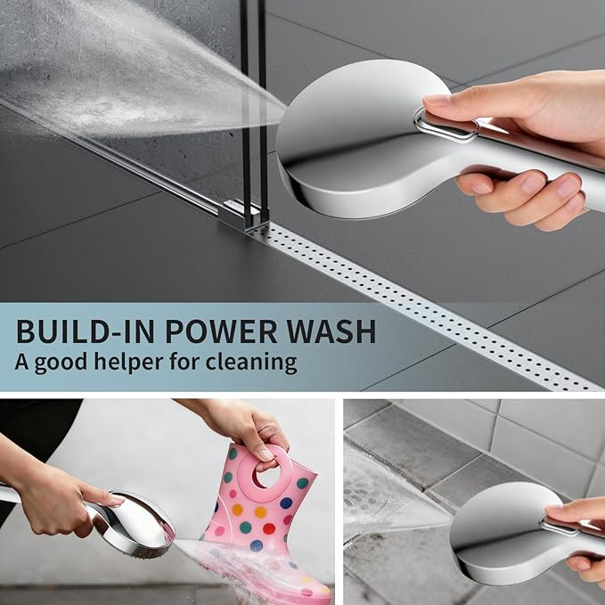 Shower Head with Handheld, 8-Mode High Pressure Shower Head with 71" Extra Long Stainless Steel Hose & Adjustable Bracket, Built-in Power Wash to Clean Tub, Tile & Pets, Chrome Finish