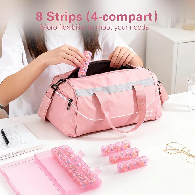 Barhon Monthly Pill Organizer 1 Time a Day, 30 Day Pill Organizer Once a Day, One Month Pills Box for Travel, Pink Medicine Pill Box for Vitamins, Supplements & Fish Oils
