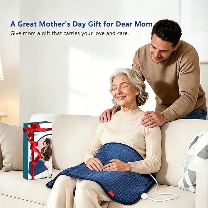 Comfytemp Extra Large Heating Pad for Back & Period, 33''x 17'' King Size FSA Eligible Pack, Birthday Gifts for Women Men Mom Dad & Mother Day Gift, HSA Electric XL Heat Wrap for Body, Washable, Blue