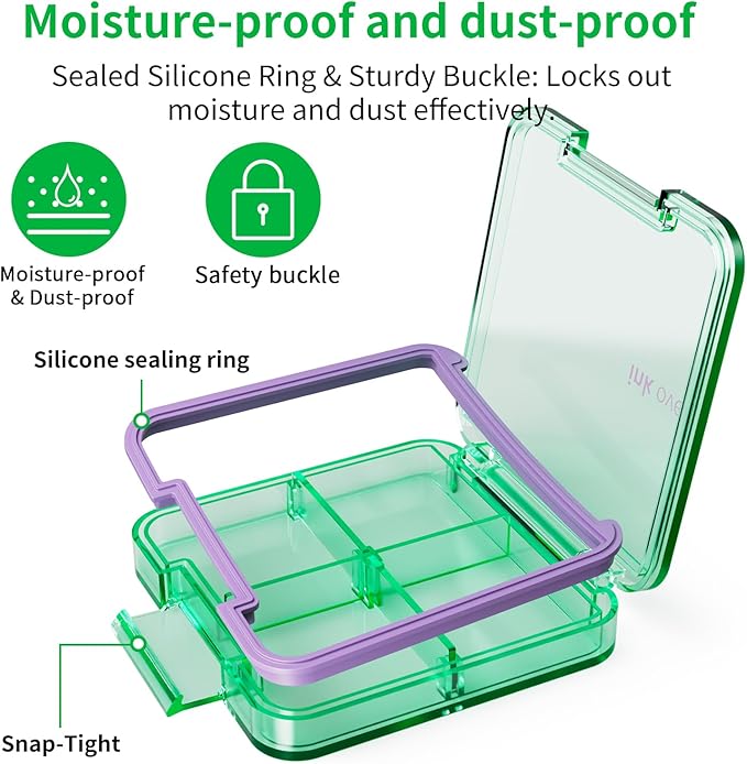 Small Pill Box, Travel Pill Organizer, Small Pill Case, Pill Container for Purse 4 Compartments, Daily Compact Travel Medicine Holder for Vitamins Medication (Green)