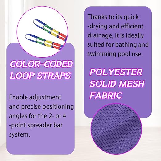 EZ Assistive Full Body Patient Lift Sling for Bed, Shower, Chair Transfer- Ideal for Elderly, Senior, Disabled, Quick-Drying Mesh Fabric, Supports Up to 500lbs (Purple, Large)