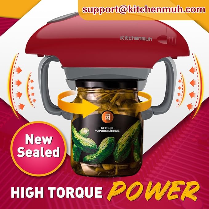 Higher Torque Electric Jar Opener for Seniors with Arthritis Fit Almost Jars Size, Strong Tough Automatic Jar Opener for Weak Hands, Hands Free Battery Operated Bottle Opener for Arthritic Hands Red