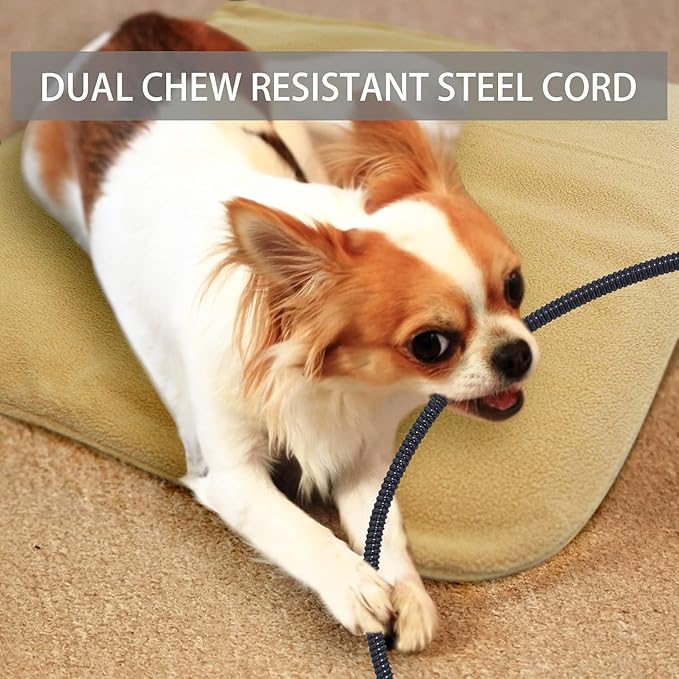 GOQO TOMO Pet Heating Pad, Electric Warming Pet Waterproof PVC Material for Dogs and Cats Indoor Warming Mat with Auto Off with Chew Resistant Steel Cord-18''x18''
