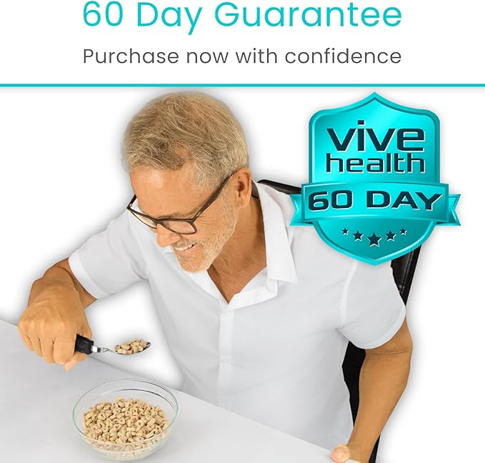 Vive Adaptive Utensil Set - Arthritis Aid Silverware for Parkinsons, Hand Tremors - Easy Grip for Shaking and Trembling Hands - Heavy Stainless Steel Spoon (Bendable)