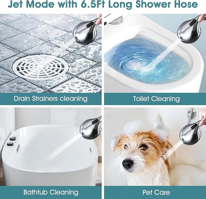 Hand Shower with Slide Bar, High Pressure 10 Setting Handheld Shower Head, Adjustable Height 24" Slide Bar, Wall Supply Elbow and 6.6ft Extra Long Shower Hose - Chrome