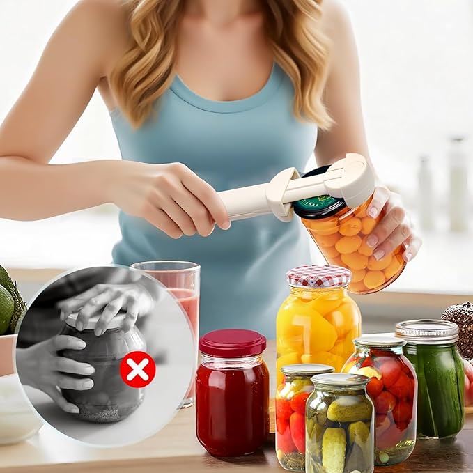 Multifunctional Jar Opener for Seniors with Arthritis, Magnetic Can Opener, Kitchen Gadgets for Weak Hands (Off-White)