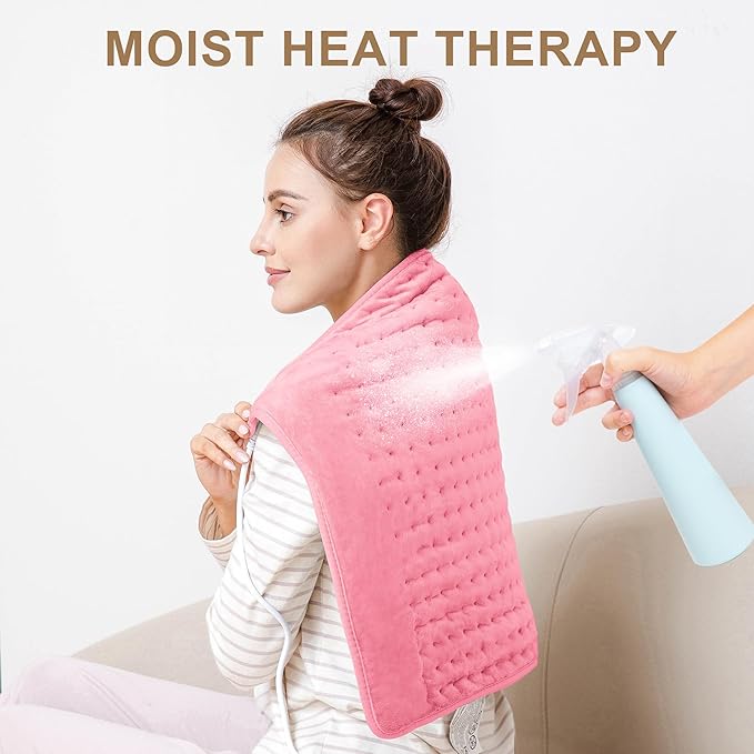 Deepsoon Heating Pad,Electric Heating Pads for Back,Neck,Moist Heating Pad for Abdomen Shoulder Knee Legs,Dry/Moist Heat&Auto Shut Off,Mother's Day Birthday for Men and Women,BabyPink,24x20 Inch